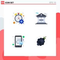 4 Flat Icon concept for Websites Mobile and Apps counter email timer financial information protection bunch of grapes Editable Vector Design Elements