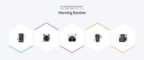 Morning Routine 25 Glyph icon pack including cup. starbucks. morning. cup. sink vector