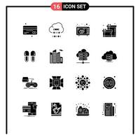 Modern Set of 16 Solid Glyphs Pictograph of cosmetics gift development box oven Editable Vector Design Elements