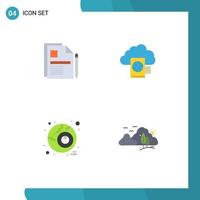 Pictogram Set of 4 Simple Flat Icons of contract eye legal document reading horror Editable Vector Design Elements