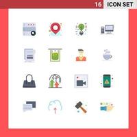 Pictogram Set of 16 Simple Flat Colors of fraud pc bulb gaming computer Editable Pack of Creative Vector Design Elements