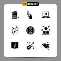 9 Creative Icons Modern Signs and Symbols of media nature down easter buds Editable Vector Design Elements