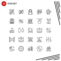 Stock Vector Icon Pack of 25 Line Signs and Symbols for hobbies activities view suit spaceman Editable Vector Design Elements