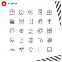 25 Thematic Vector Lines and Editable Symbols of smartphone award classic achievements energy Editable Vector Design Elements