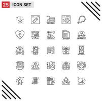 25 User Interface Line Pack of modern Signs and Symbols of programming develop website coding vehicle Editable Vector Design Elements