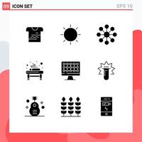 9 Creative Icons Modern Signs and Symbols of computer relaxation light massage share Editable Vector Design Elements