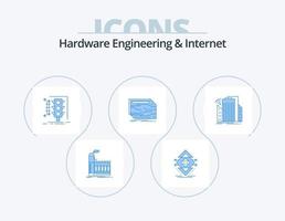 Hardware Engineering And Internet Blue Icon Pack 5 Icon Design. custom. card. science. traffic. monitoring vector