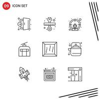 Stock Vector Icon Pack of 9 Line Signs and Symbols for bundle traveling scale holiday goal Editable Vector Design Elements