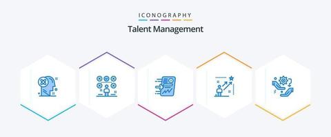 Talent Management 25 Blue icon pack including star. user. user. chart. report vector