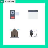 User Interface Pack of 4 Basic Flat Icons of camera construction movie windows design Editable Vector Design Elements