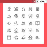 Line Pack of 25 Universal Symbols of tools creative quill nose face Editable Vector Design Elements