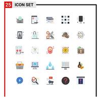 Set of 25 Modern UI Icons Symbols Signs for record thumbnails report grid debit Editable Vector Design Elements