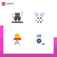 Modern Set of 4 Flat Icons Pictograph of burner led spa medicine award Editable Vector Design Elements