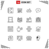 16 Universal Outlines Set for Web and Mobile Applications appliances messages shopping basket conversation ducks Editable Vector Design Elements