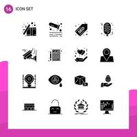 16 Universal Solid Glyphs Set for Web and Mobile Applications image fast tube food seo Editable Vector Design Elements