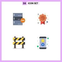 Mobile Interface Flat Icon Set of 4 Pictograms of backup barrier database quality construction barrier Editable Vector Design Elements