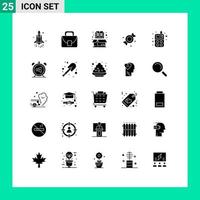 Modern Set of 25 Solid Glyphs and symbols such as radio sweets book candy open Editable Vector Design Elements