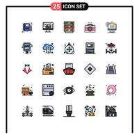 25 User Interface Filled line Flat Color Pack of modern Signs and Symbols of online picture server photo camera Editable Vector Design Elements