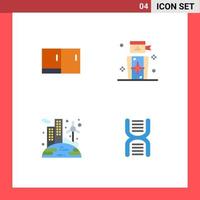 Modern Set of 4 Flat Icons and symbols such as cabinet renewable home appliances people wind Editable Vector Design Elements