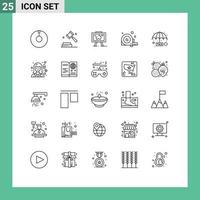 25 Line concept for Websites Mobile and Apps payable tool hang ruler angle Editable Vector Design Elements