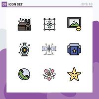 User Interface Pack of 9 Basic Filledline Flat Colors of structure grid image constructing hobby Editable Vector Design Elements