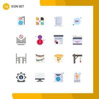 16 Universal Flat Color Signs Symbols of information right code forward list Editable Pack of Creative Vector Design Elements