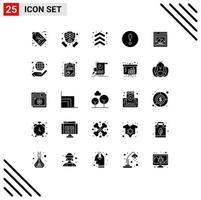 Universal Icon Symbols Group of 25 Modern Solid Glyphs of picture interface arrow warning alert Editable Vector Design Elements