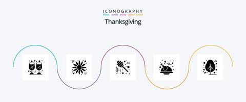 Thanksgiving Glyph 5 Icon Pack Including plant. thanks day. jar. chicken. thanksgiving vector