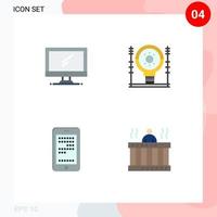 4 Creative Icons Modern Signs and Symbols of computer power imac energy education Editable Vector Design Elements