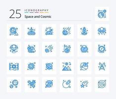 Space 25 Blue Color icon pack including flame. meteorite. parabola. asteroid. space vector