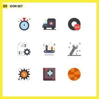 Universal Icon Symbols Group of 9 Modern Flat Colors of networking abilities disc management development Editable Vector Design Elements