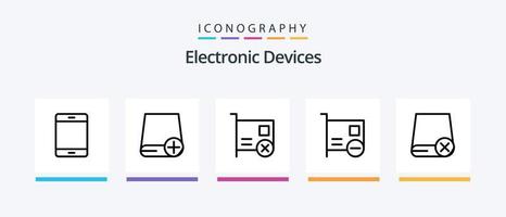 dispositivos línea 5 5 icono paquete incluso conducir. ordenadores. hardware. hardware. ordenadores. creativo íconos diseño vector