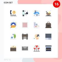 Set of 16 Modern UI Icons Symbols Signs for mortar aromatic recording internet computing Editable Pack of Creative Vector Design Elements