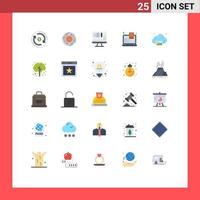 25 usuario interfaz plano color paquete de moderno señales y símbolos de nube Tienda Finanzas tienda educación editable vector diseño elementos