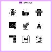 9 User Interface Solid Glyph Pack of modern Signs and Symbols of brand photo bed image penalty Editable Vector Design Elements