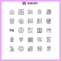 25 User Interface Line Pack of modern Signs and Symbols of champion achievement design truck farm Editable Vector Design Elements