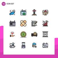 Flat Color Filled Line Pack of 16 Universal Symbols of website video christian player care Editable Creative Vector Design Elements
