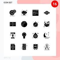 Group of 16 Solid Glyphs Signs and Symbols for basketball medal code belt html Editable Vector Design Elements