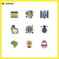 Modern Set of 9 Filledline Flat Colors Pictograph of coding web challenge hand click Editable Vector Design Elements