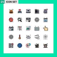 Modern Set of 25 Filled line Flat Colors and symbols such as card supermarket room canned food video play Editable Vector Design Elements