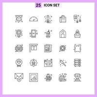 Group of 25 Lines Signs and Symbols for audit shop direct shopping bag Editable Vector Design Elements