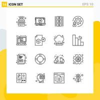 16 Thematic Vector Outlines and Editable Symbols of javascript programmer film reel process develop Editable Vector Design Elements