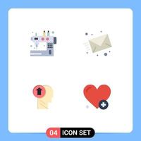 4 Creative Icons Modern Signs and Symbols of handcraft arrow sewing mail human Editable Vector Design Elements