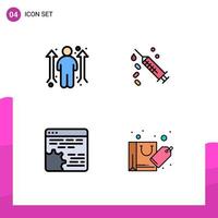 4 Universal Filledline Flat Colors Set for Web and Mobile Applications business opportunity code opportunity vaccine setting Editable Vector Design Elements