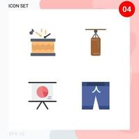 Mobile Interface Flat Icon Set of 4 Pictograms of drum marketing sticks punchbag slide Editable Vector Design Elements