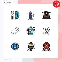 Set of 9 Modern UI Icons Symbols Signs for pin metal knight clip wedding Editable Vector Design Elements
