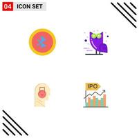 Group of 4 Flat Icons Signs and Symbols for bluetooth message bird scary user Editable Vector Design Elements