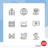 Set of 9 Vector Outlines on Grid for astronomy web add shop interaction Editable Vector Design Elements
