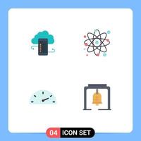 4 Thematic Vector Flat Icons and Editable Symbols of cloudstorage molecule clouds safety gauge Editable Vector Design Elements