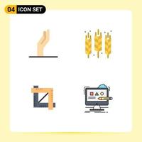 4 Thematic Vector Flat Icons and Editable Symbols of alms crop tool agriculture gluten graphic editor Editable Vector Design Elements